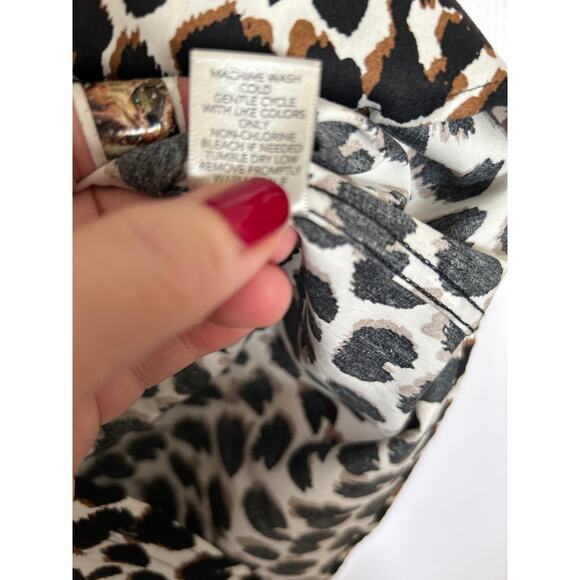 Christopher & Banks Blouse Long Sleeve Animal Print Button Down Top Small - Picture 7 of 10